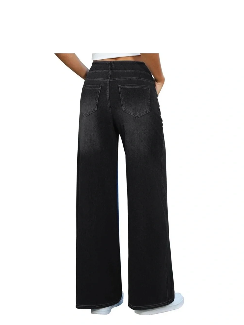 Halara Wide Leg Black Women's Jeans with Elastic Waist - Picture 2 of 8